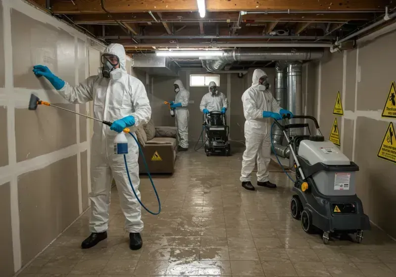 Basement Moisture Removal and Structural Drying process in Hastings, PA